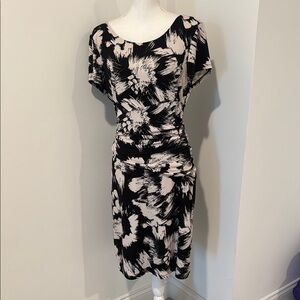 Max & Cleo Black and White Ruched Sheath Dress